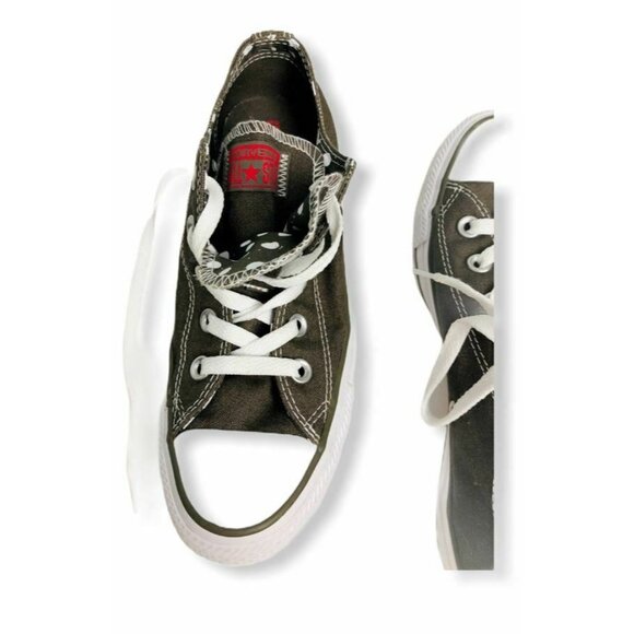 Chuck Taylors Converse All Star Womens 6 Gray Low Top Sneakers Double Tongue Sho - Picture 2 of 8
